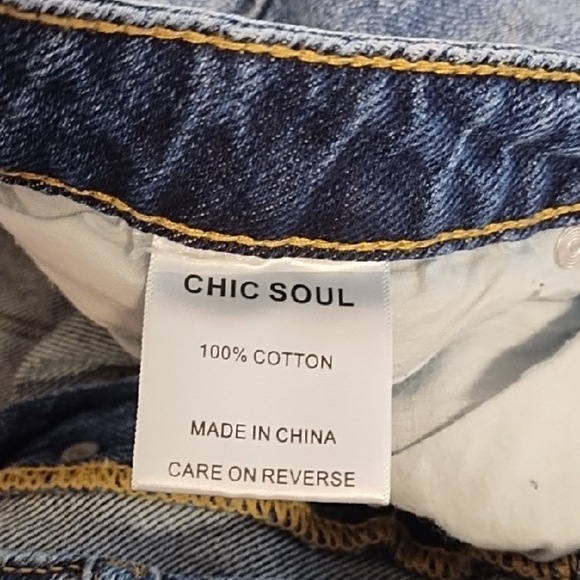 Button Front 100% Cotton Denim Jean Shorts Distressed Cut-Off Style - Picture 10 of 13